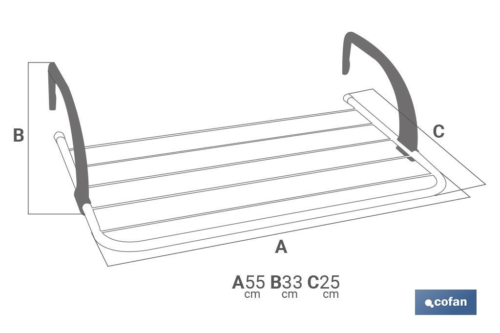 Radiator/Balcony Drying Rack | Painted Steel & Polypropylene | 6 Drying Bars | Size: 50 x 33 x 25cm - Cofan