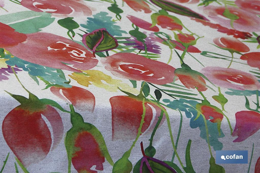 Digital Linen Jacquard Tablecloth roll, Floral Model - Cofan