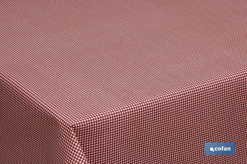 Rolo de toalha de mesa resinado com estampa de Quadrados Vichy em vermelho | Medidas: 1,40 x 25 m y 1,40 x 20 m. - Cofan