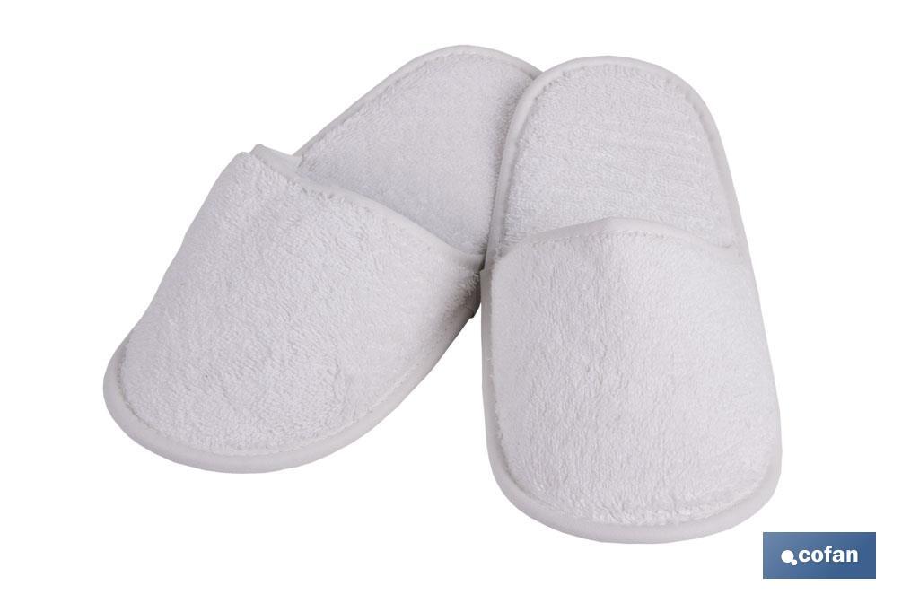 Bath slippers | Paloma Model | White | 100% cotton | Weight: 1,000g/m2 | Size: M or L - Cofan