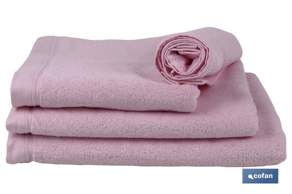 Asciugamano da doccia | Modello Flor | Rosa chiaro | 100% cotone | Grammatura: 580 g/m² | Dimensioni: 70 x 140 cm - Cofan