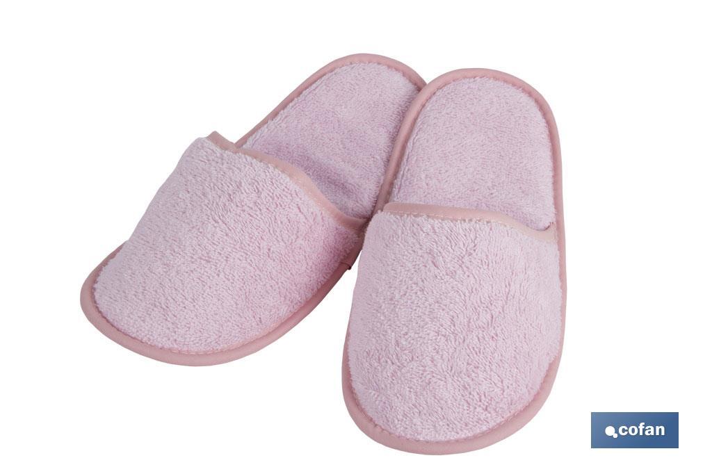Bath slippers | Flor Model | Light pink | 100% cotton | Weight: 500g/m² | Size: M or L - Cofan