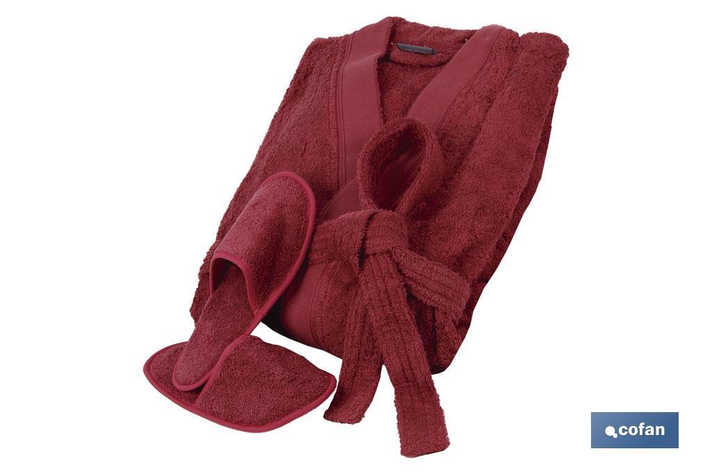 Bathrobe | París Model | Burgundy | 100% cotton | Weight: 500g/m² | Several sizes - Cofan