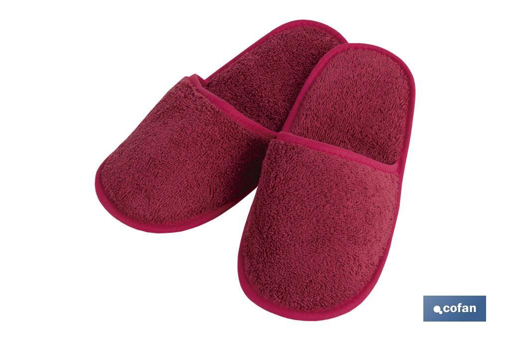 Bath slippers | París Model | Burgundy | 100% cotton | Weight: 500g/m² | Size: M or L - Cofan
