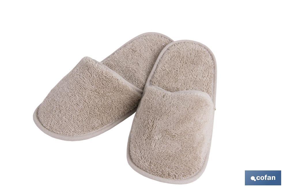 Bath slippers | Abisinia Model | Beige | 100% cotton | Weight: 500g/m² | Size: M or L - Cofan