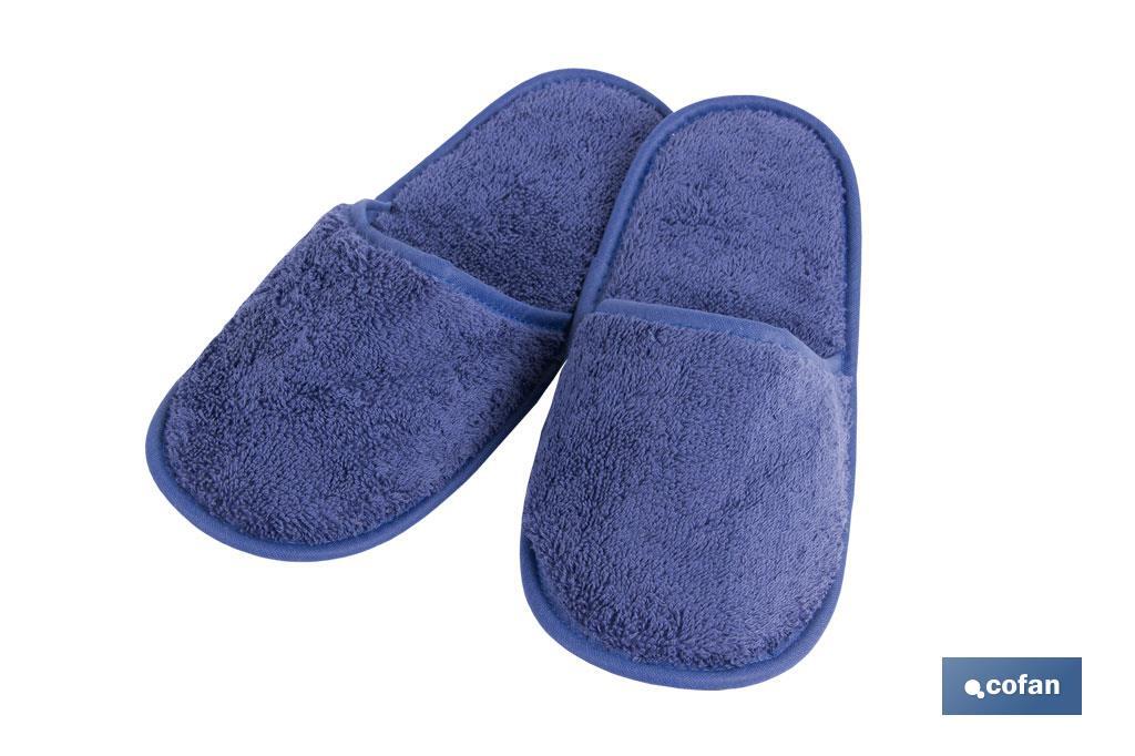 Bath slippers | Marín Model | Navy blue | 100% cotton | Weight: 500g/m² | Size: M or L - Cofan