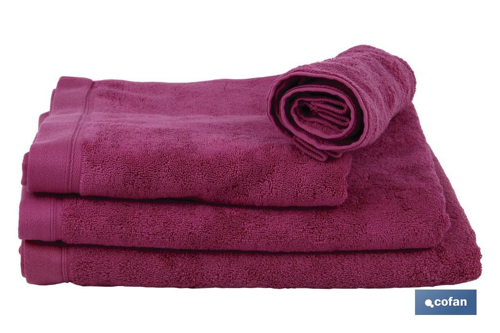 Asciugamano per il viso | Modello Mar Rojo | Color porpora | 100% cotone | Grammatura: 580 g/m² | Dimensioni: 50 x 100 cm - Cofan