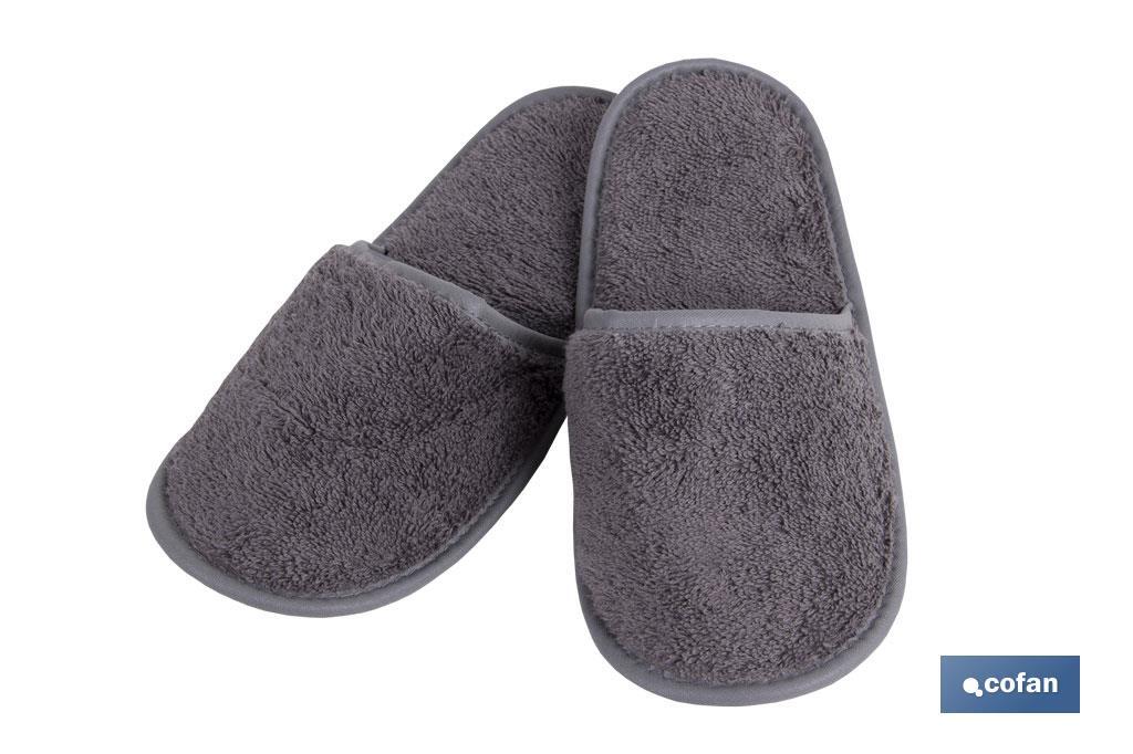 Bath slippers | Piedra Model | Anthracite grey | 100% cotton | Weight: 500g/m² | Size: M or L - Cofan
