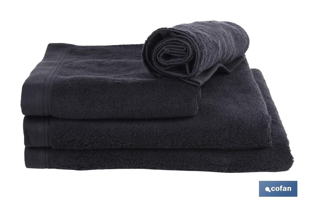 Asciugamano per il viso | Modello Brillante | Nero | 100% cotone | Grammatura: 580 g/m² | Dimensioni: 50 x 100 cm - Cofan