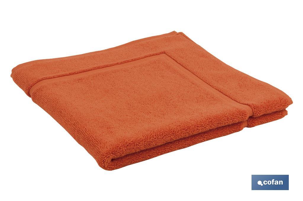 Tappeto da bagno | Modello Amanecer | Arancione | 100% cotone | Grammatura: 1000 g/m² | Dimensioni: 60 x 60 cm - Cofan