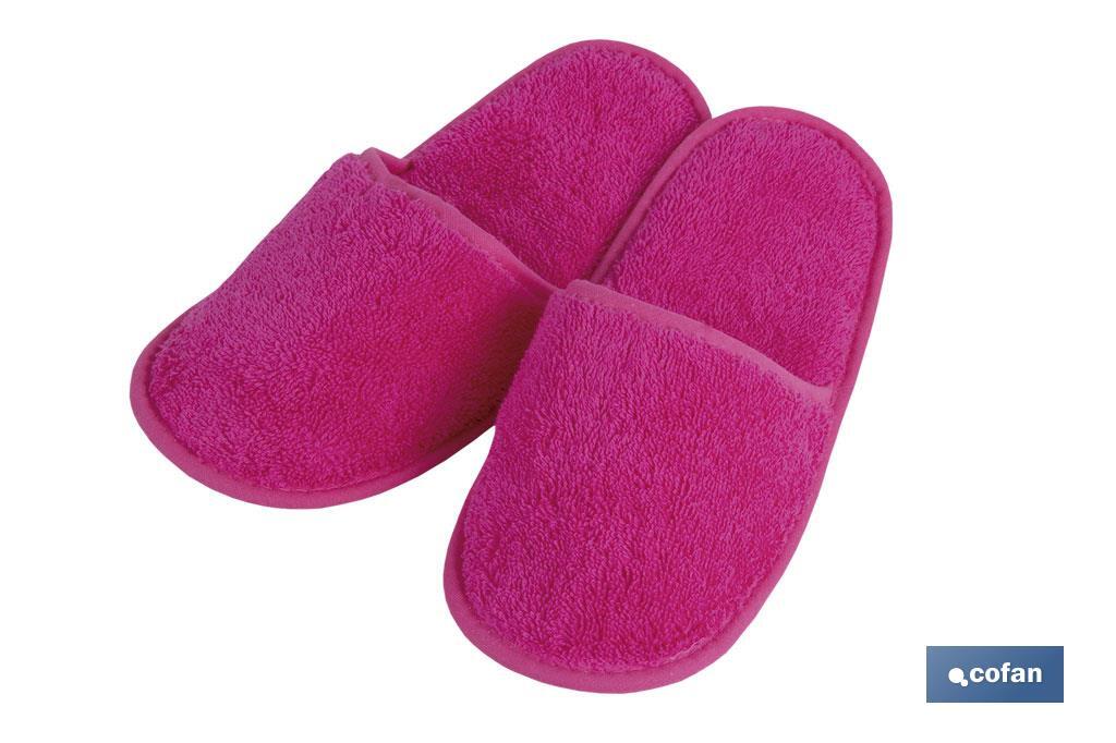 Chaussons de bain | Couleur Fuchsia | Modèle Primavera | 100 % Coton | Grammage 500 g/m² | Taille M ou L - Cofan