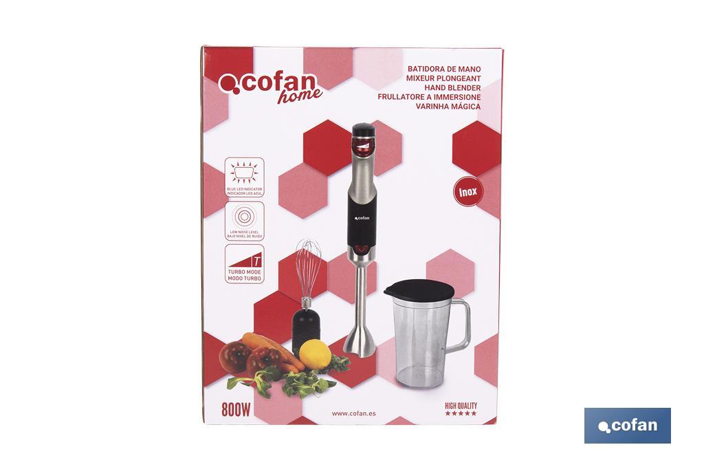 Batidora Eléctrica de mano | Modelo Zahara | 800W | Incluye Varillas de Acero y Vaso mezclador de 1 L - Cofan