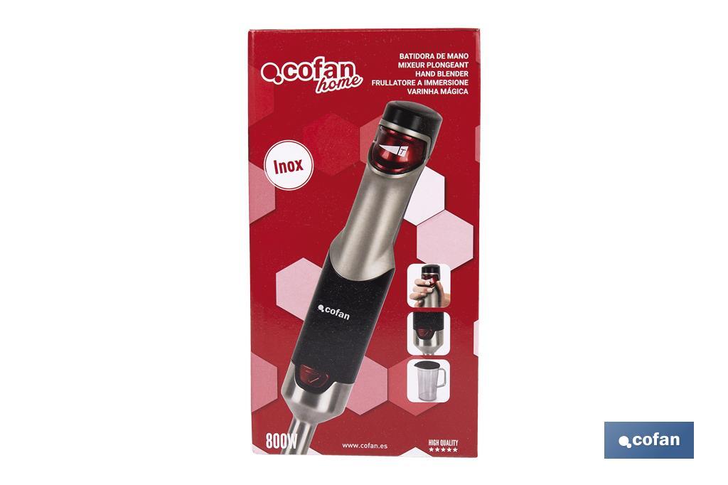 Batidora Eléctrica de mano | Modelo Zahara | 800W | Incluye Varillas de Acero y Vaso mezclador de 1 L - Cofan