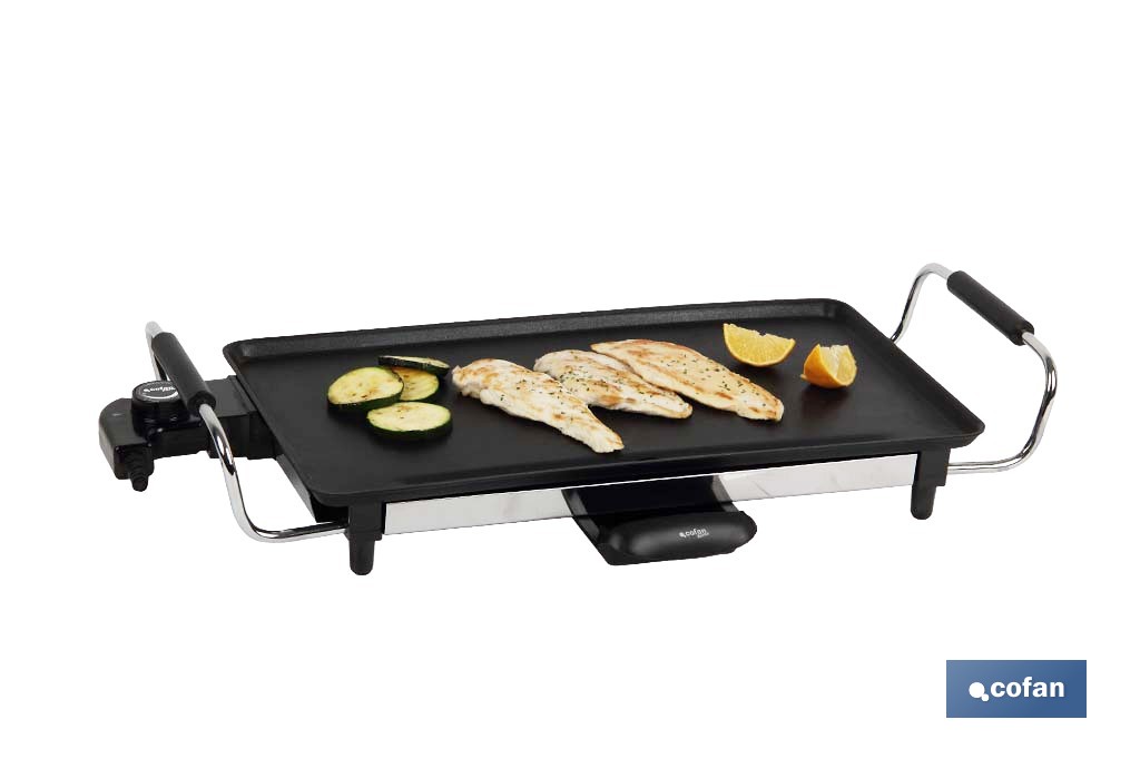 Electric grill pan | Baikal Model | Non-stick aluminium plate | Power: 2,000W | Size: 45 x 25 x 7cm - Cofan