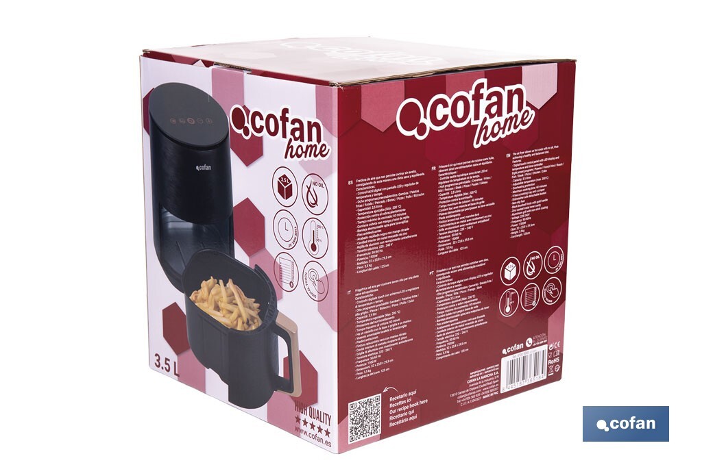 Friteuse à air chaud sans huile | Capacité de 3,5 litres - Cofan