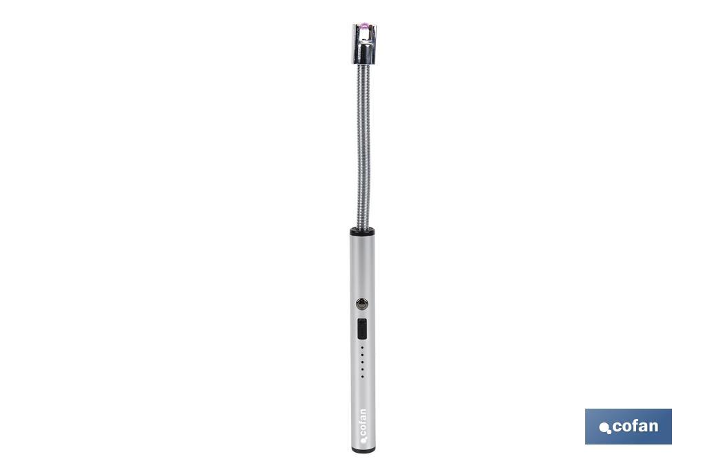 Electric lighter | USB rechargeable lighter | Plasma arc lighter | Flexible neck | Battery indicator | Size: 26 x 1.5cm - Cofan