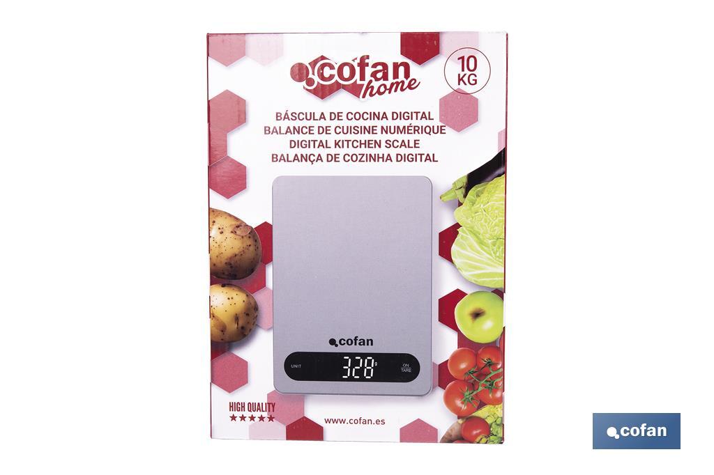 Báscula digital de cocina disponible en 3 colores | Pantalla LED | 4 Sensores de alta precisión - Cofan