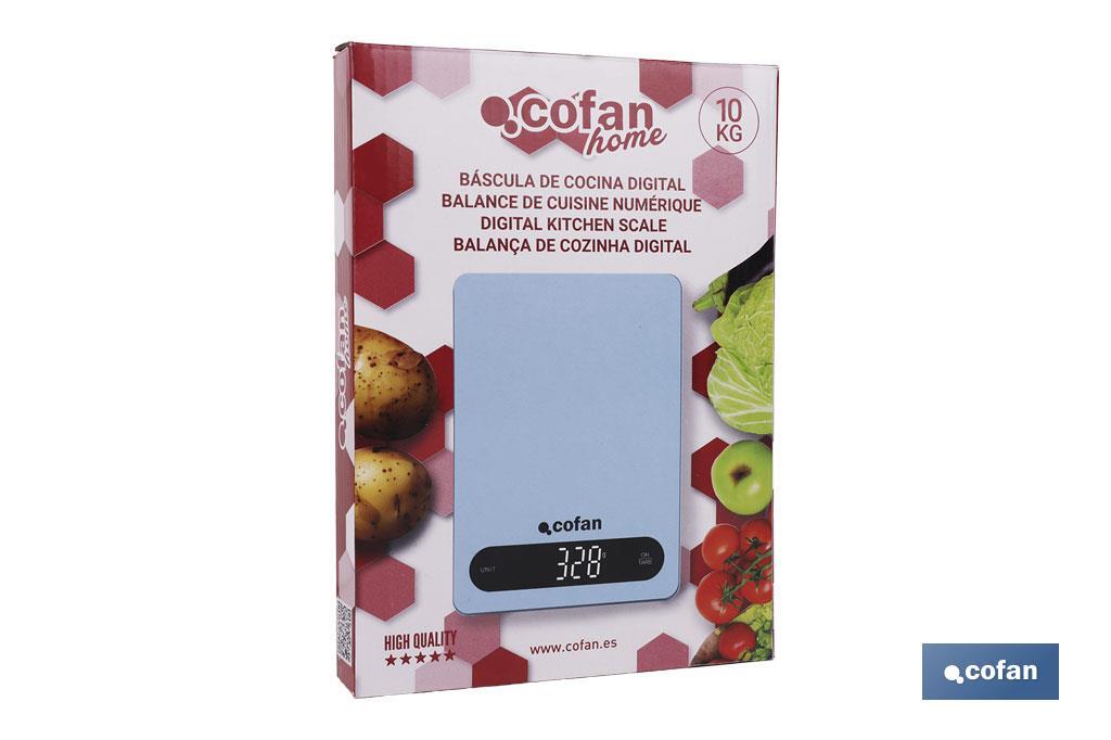 Digital kitchen scale available in 3 colours | LED display | 4 high-precision sensors - Cofan
