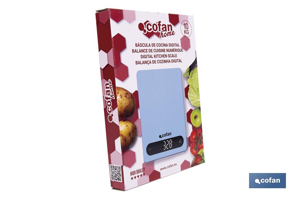 Digital kitchen scale available in 3 colours | LED display | 4 high-precision sensors - Cofan