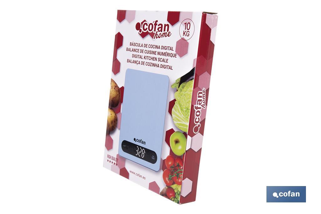 Digital kitchen scale available in 3 colours | LED display | 4 high-precision sensors - Cofan