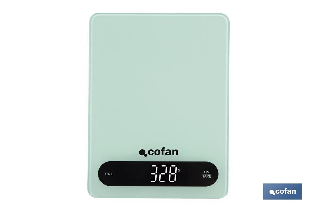 Digital kitchen scale available in 3 colours | LED display | 4 high-precision sensors - Cofan