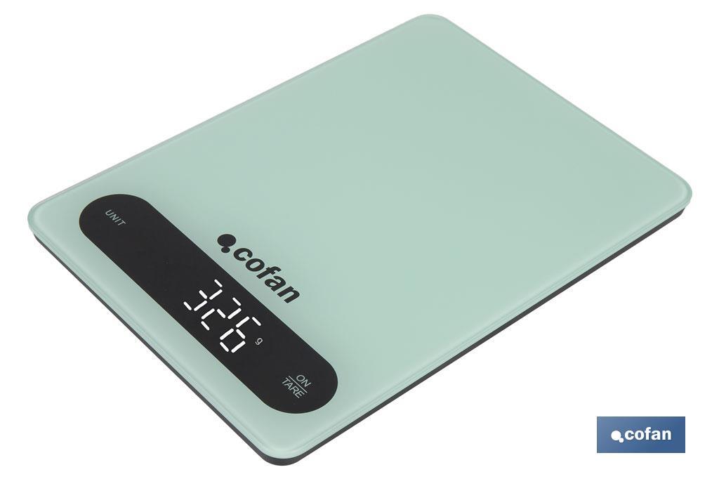 Digital kitchen scale available in 3 colours | LED display | 4 high-precision sensors - Cofan