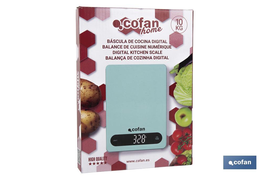 Digital kitchen scale available in 3 colours | LED display | 4 high-precision sensors - Cofan