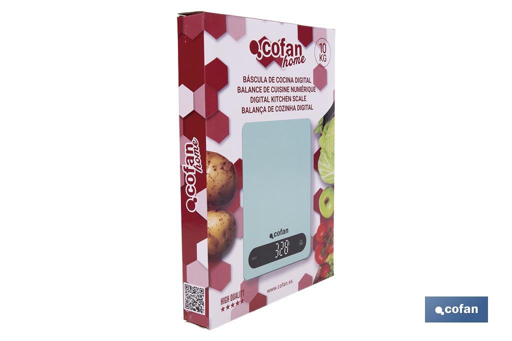 Digital kitchen scale available in 3 colours | LED display | 4 high-precision sensors - Cofan