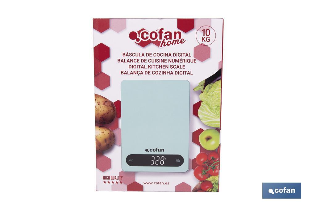 Digital kitchen scale available in 3 colours | LED display | 4 high-precision sensors - Cofan