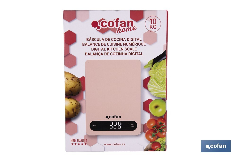 Digital kitchen scale available in 3 colours | LED display | 4 high-precision sensors - Cofan