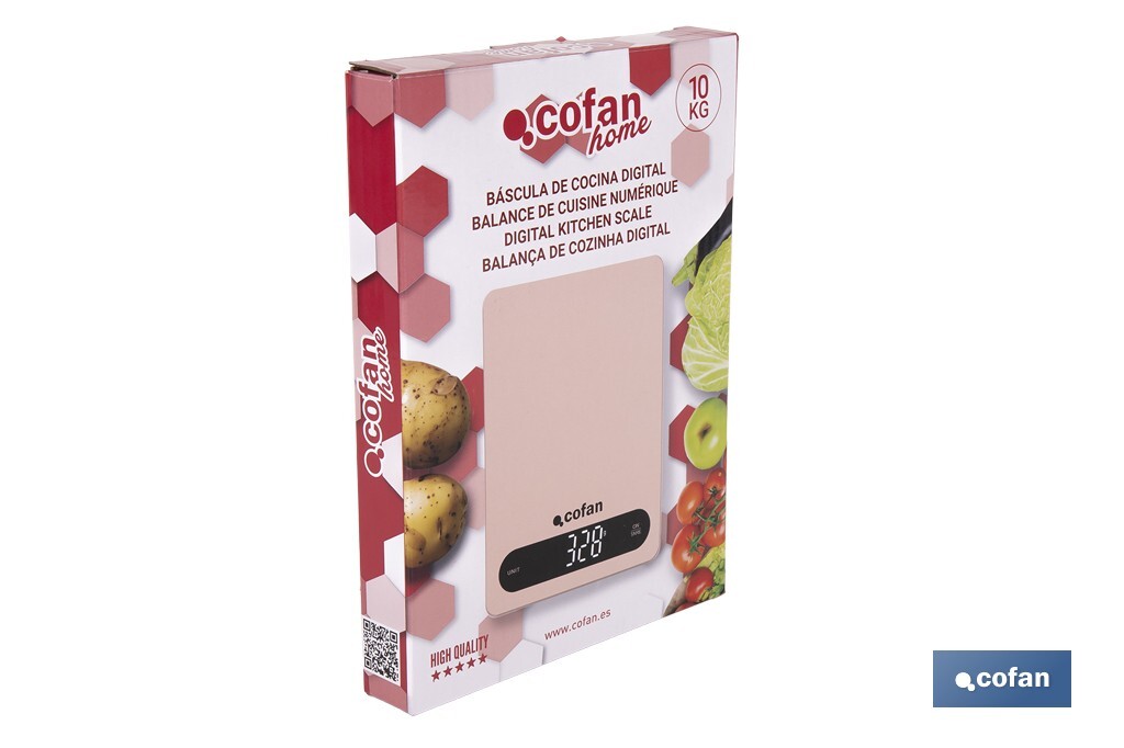 Digital kitchen scale available in 3 colours | LED display | 4 high-precision sensors - Cofan