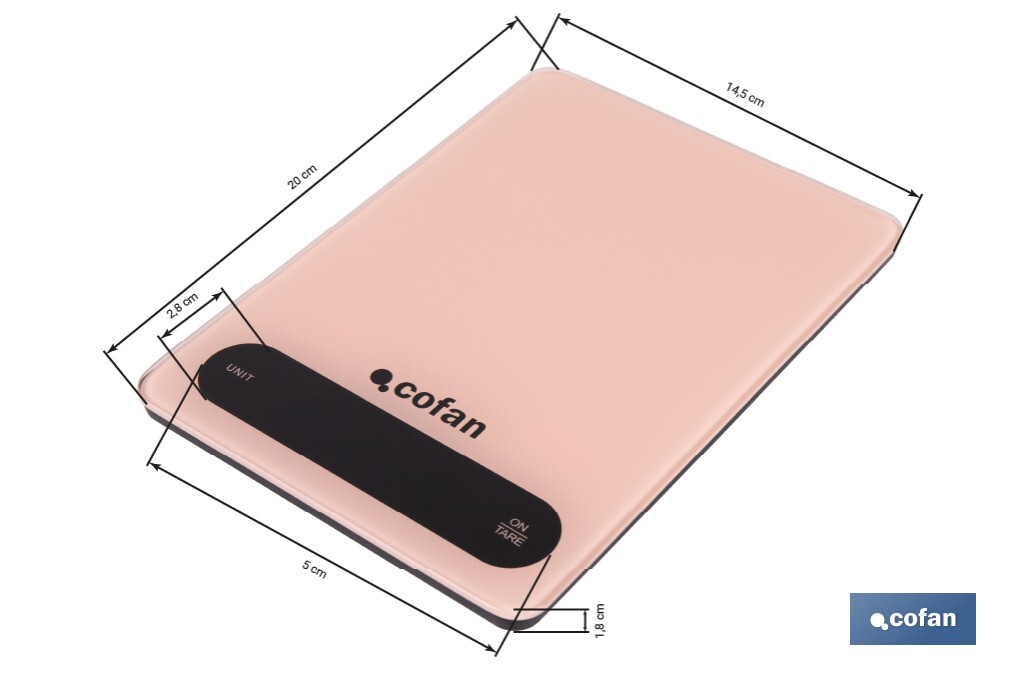 Digital kitchen scale available in 3 colours | LED display | 4 high-precision sensors - Cofan