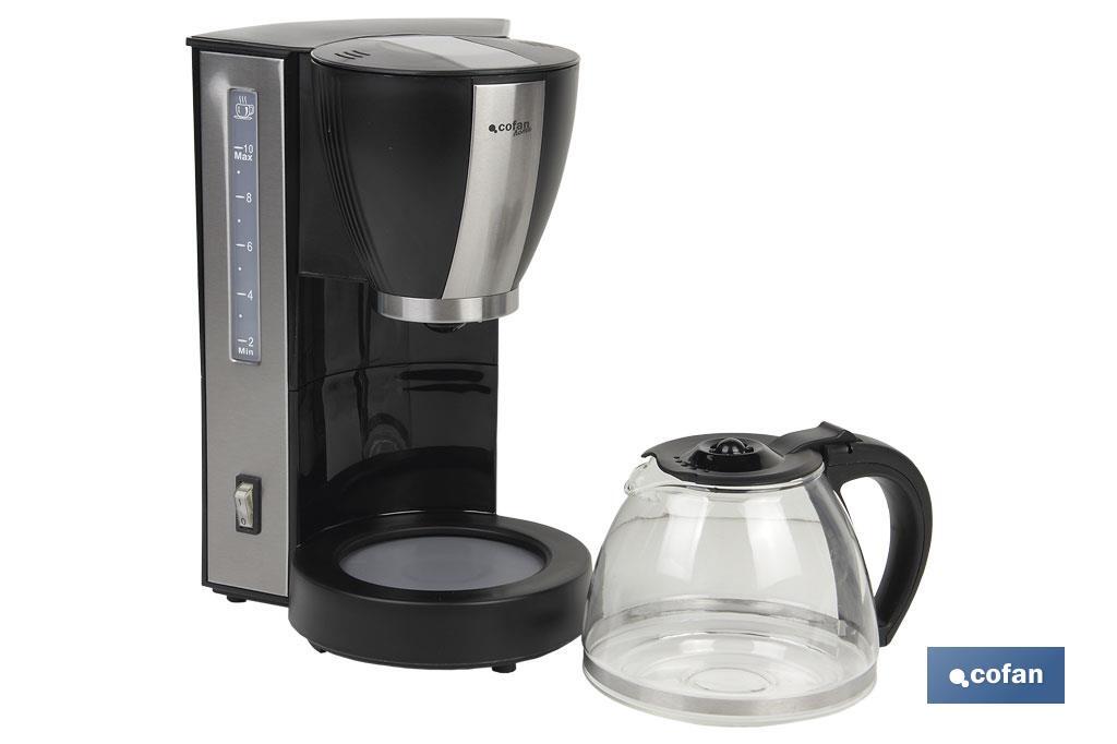 Cafetera Eléctrica por Goteo, Modelo Margot, Potencia 870W, Capacidad 10  Tazas, Capacidad 1,25 L, Diseño Fino y Elegante