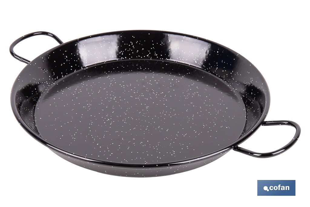 Enamelled steel paella pan special for induction hobs | Traditional format | Design with two handles - Cofan