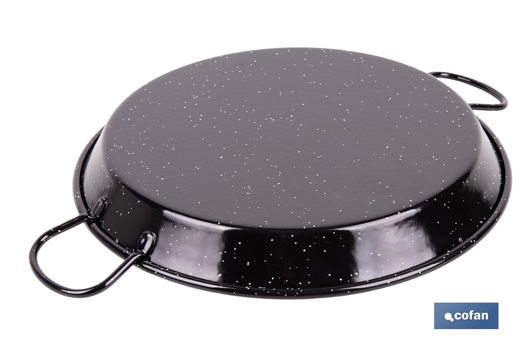 Enamelled steel paella pan special for induction hobs | Traditional format | Design with two handles - Cofan