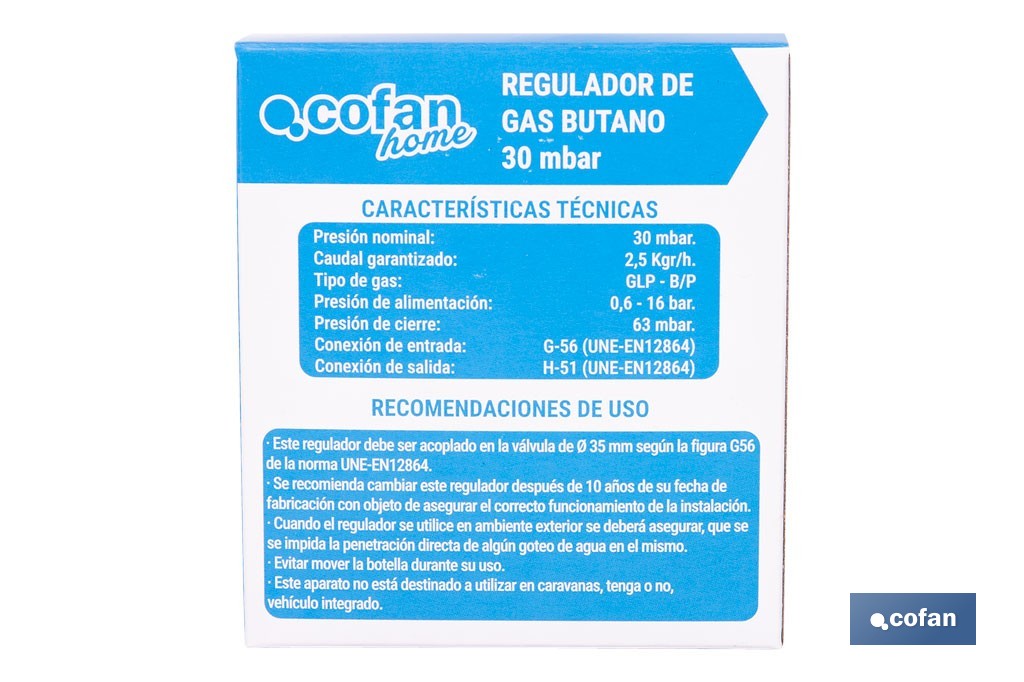 Regulador de Gas Butano/Propano | De Uso Doméstico | Regulador para Bombona de butano - Cofan
