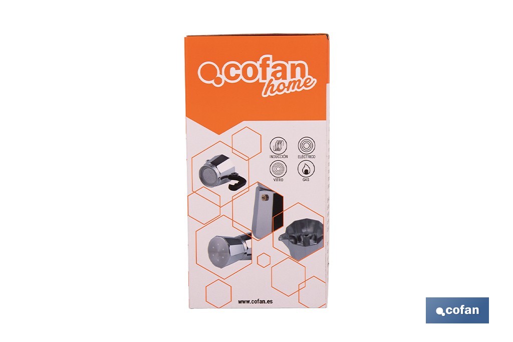 Cafetera italiana inducción | Material: aluminio | Mangos de nylon | Apta para todo tipo de fuegos | Disponible en diferentes capacidades - Cofan
