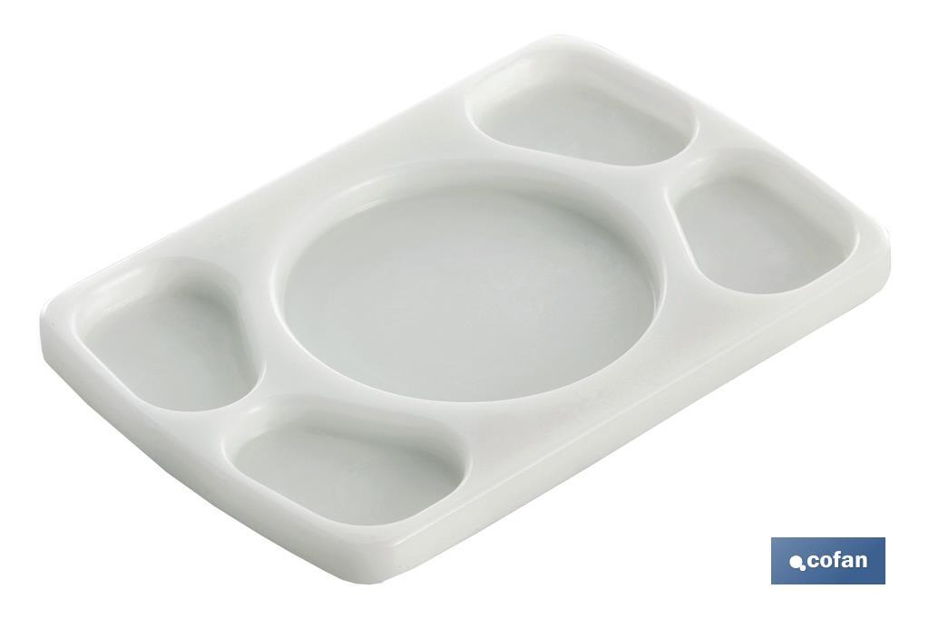 5 compartment serving platter | Size: 30 x 20 x 1.5cm | White - Cofan