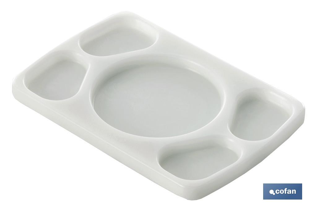 5 compartment serving platter | Size: 30 x 20 x 1.5cm | White - Cofan