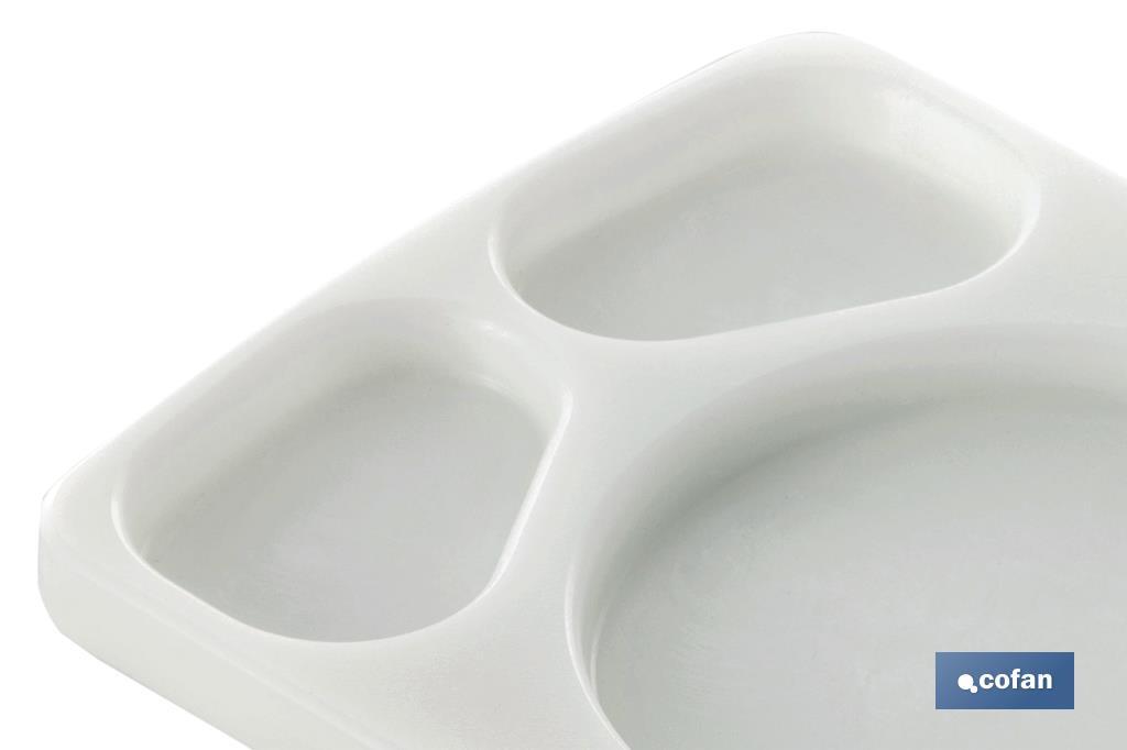 5 compartment serving platter | Size: 30 x 20 x 1.5cm | White - Cofan