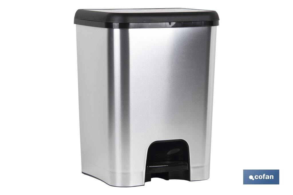 Class metallic pedal bin | 26-litre capacity | Grey & black - Cofan