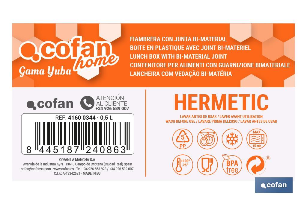 Fiambrera rectangular | Con tapa en color azul o verde | Apto para microondas, congelador y lavavajillas | Diferentes tamaños - Cofan