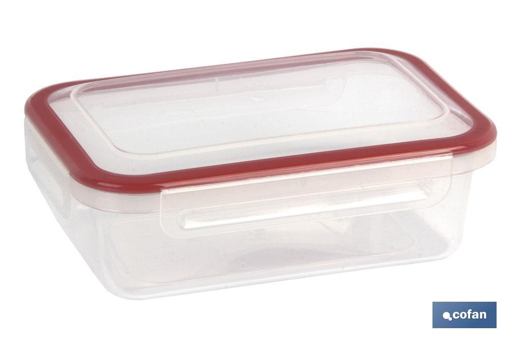 Rectangular lunch box | Red lid | Capacity for 1.4 litres | Suitable for microwave, freezer and dishwasher - Cofan