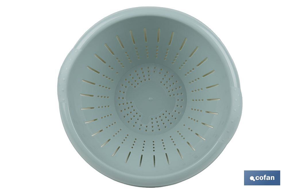 Set de Ensaladera y Escurridor de Verduras | Color: blanco y verde | Medida: 30 x 19 cm - Cofan