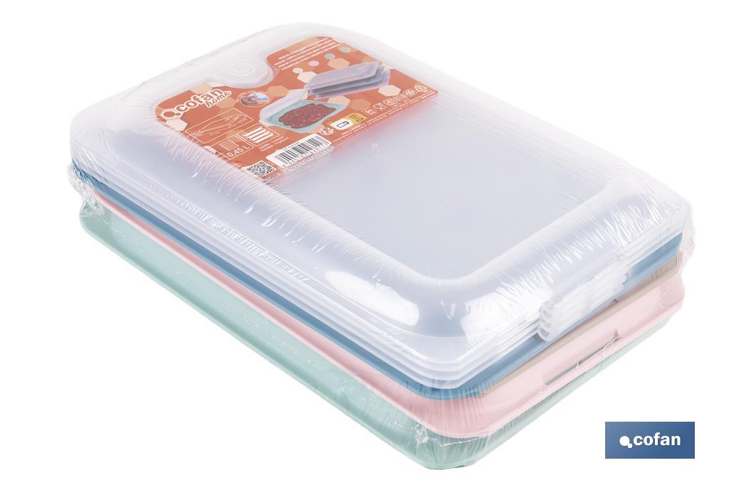 Pack de 4 fiambreras portaembutidos apilables | Tapa transparente | Conservación de alimentos | Medidas: 25 x 17 x 3 cm - Cofan