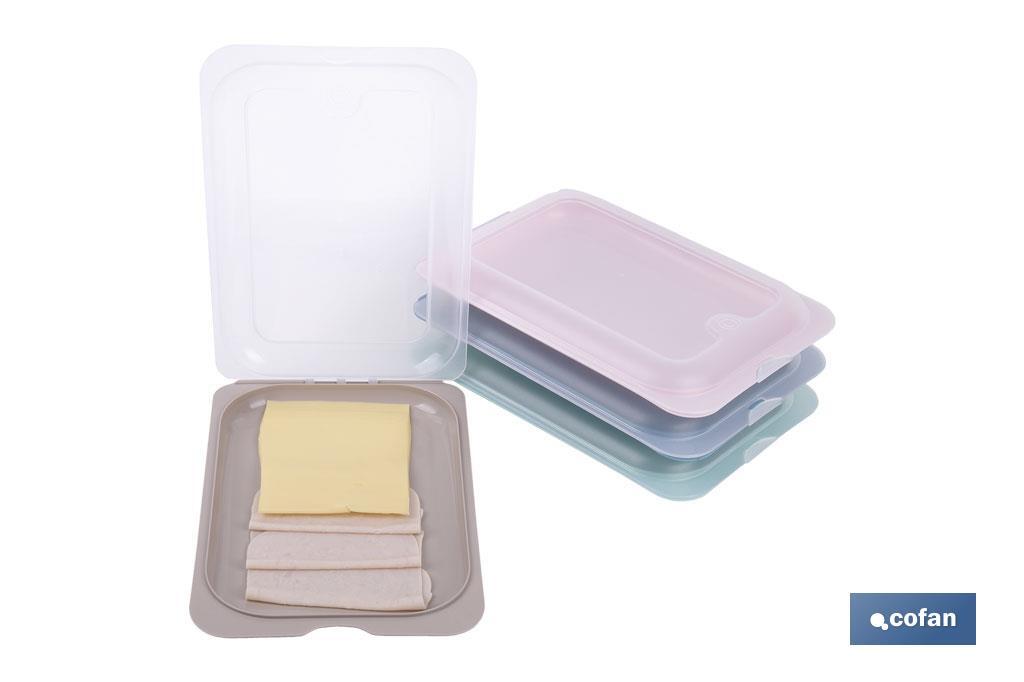 Pack de 4 fiambreras portaembutidos apilables | Tapa transparente | Conservación de alimentos | Medidas: 25 x 17 x 3 cm - Cofan