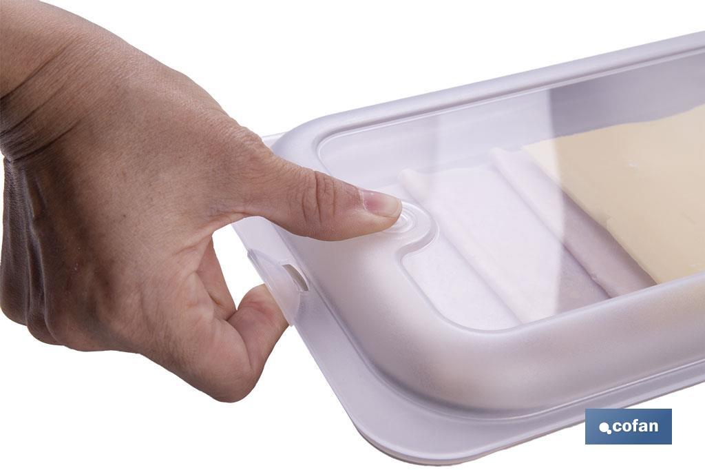 Pack de 4 fiambreras portaembutidos apilables | Tapa transparente | Conservación de alimentos | Medidas: 25 x 17 x 3 cm - Cofan