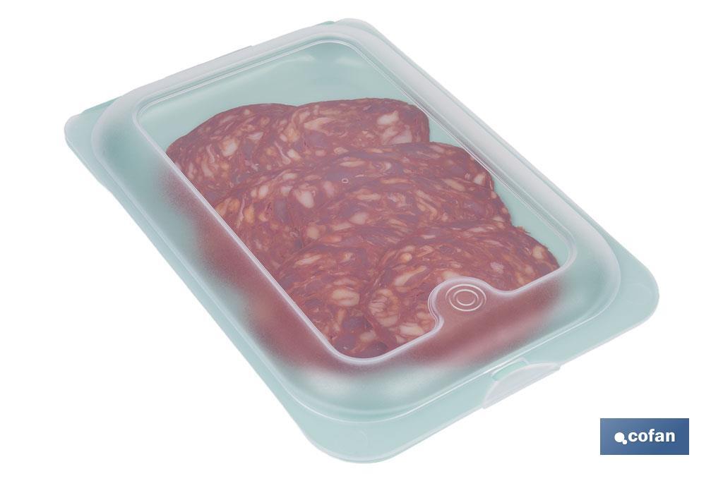 Pack de 4 fiambreras portaembutidos apilables | Tapa transparente | Conservación de alimentos | Medidas: 25 x 17 x 3 cm - Cofan