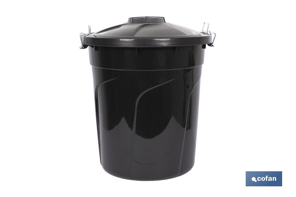 Trash bin | Black | 50L Capacity | Locking metal handles integrated | Trash bin with lid - Cofan