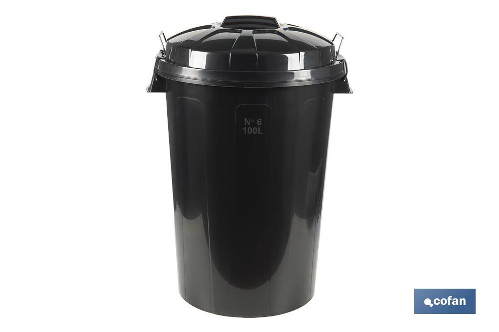Waste bin with lid and metal handles | Capacity: 100 litres | Material: polypropylene | Black - Cofan